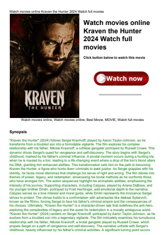 watch movies online kraven the hunter 2024 watch full movies