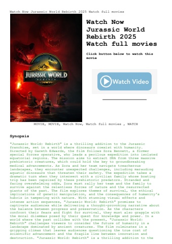 watch now jurassic world rebirth 2025 watch full movies