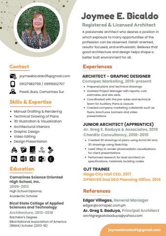 RESUME & PORTFOLIO - BICALDO
