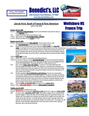South of France and Paris Adventure - Wellsboro HS 2026