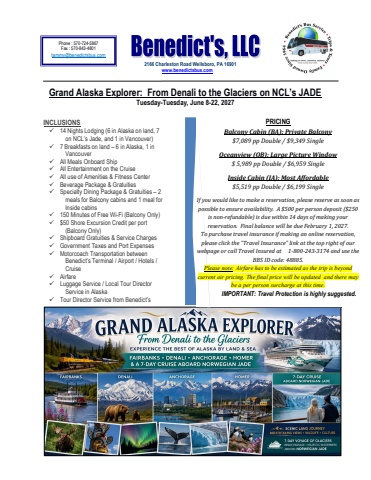 Grand Alaska Explorer, June 2027