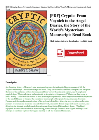 [pdf] cryptic from voynich to the angel diaries  the story of the world's mysterious manuscripts rea