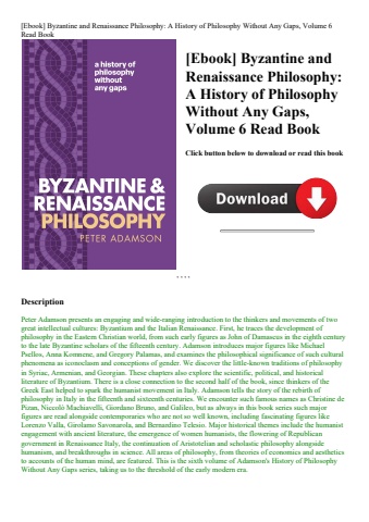 [ebook] byzantine and renaissance philosophy a history of philosophy without any gaps  volume 6 read
