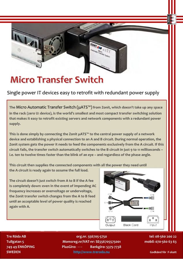 Micro Transfer Switch  TreRoda