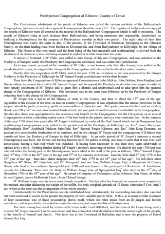 History of Kilmore Presbyterian Church