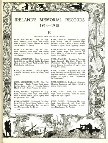 Ireland's Memorial Records  1914 - 1918, Book 5, Ker - M'Gil