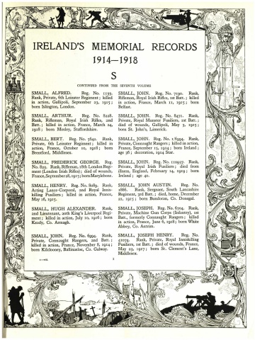 Ireland's Memorial Records  1914 - 1918, Book 8, Sma - Zig