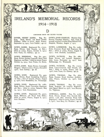 Ireland's Memorial Records  1914 - 1918, Book 3, Dov - Gyv