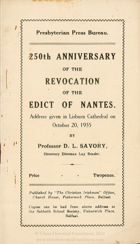 250th Anniversary of the Revocation of Edict of Nantes