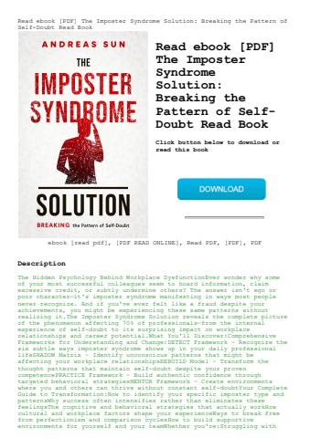 read ebook [pdf] the imposter syndrome solution breaking the pattern of self-doubt read book