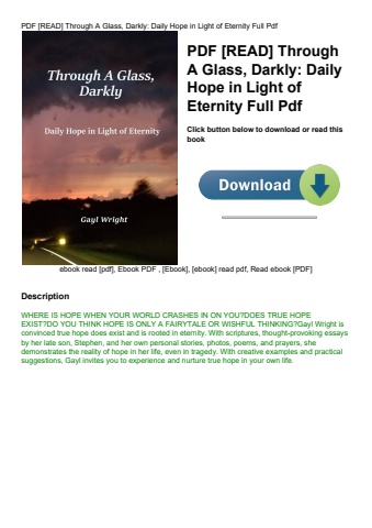 pdf [read] through a glass  darkly daily hope in light of eternity full pdf