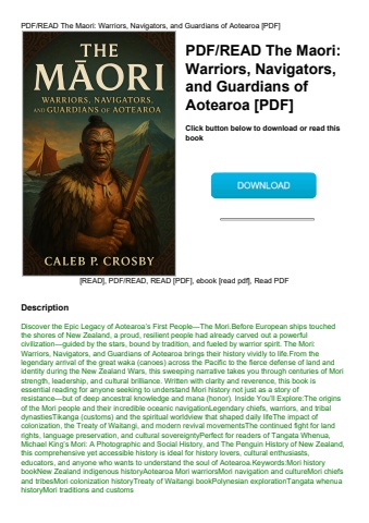 pdfread the maori warriors  navigators  and guardians of aotearoa [pdf]
