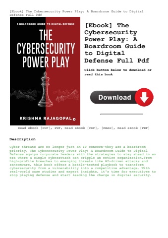 [ebook] the cybersecurity power play a boardroom guide to digital defense full pdf
