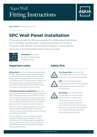 Aqua Wall Installation Instructions