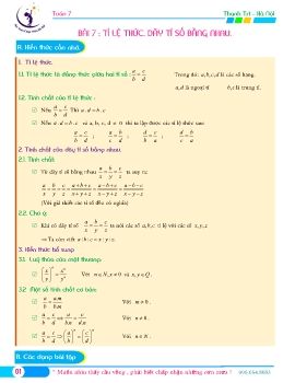 [GV Đỗ Đạt]- Toán 7 - Dãy tỉ số bằng nhau