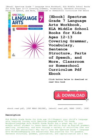 [ebook] spectrum grade 7 language arts workbook  ela middle school books for kids ages 12-13 coverin