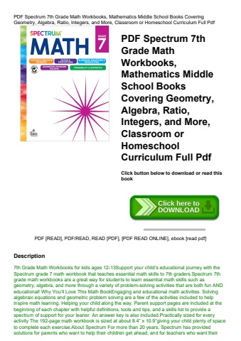 pdf spectrum 7th grade math workbooks  mathematics middle school books covering geometry  algebra  r