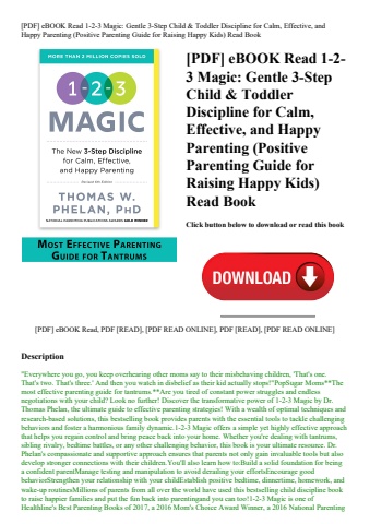 [pdf] ebook read 1-2-3 magic gentle 3-step child & toddler discipline for calm  effective  and happy