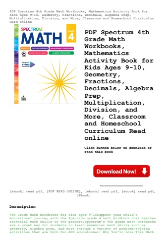 pdf spectrum 4th grade math workbooks  mathematics activity book for kids ages 9-10  geometry  fract