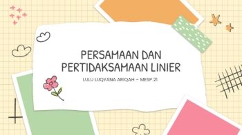 PERSAMAAN DAN PERTIDAKSAMAAN LINIER