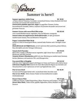 The Vintner Menu