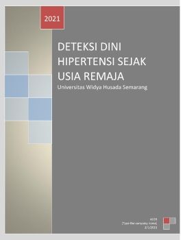 DETEKSI DINI HIPERTENSI SEJAK USIA REMAJA