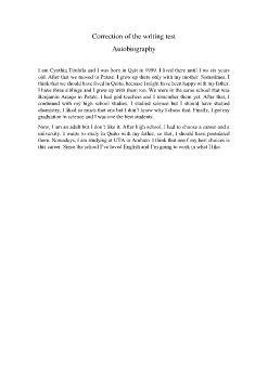 Correction of the writing test