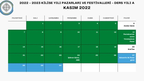 Ders Yılı A Takvim 2022 - 20223