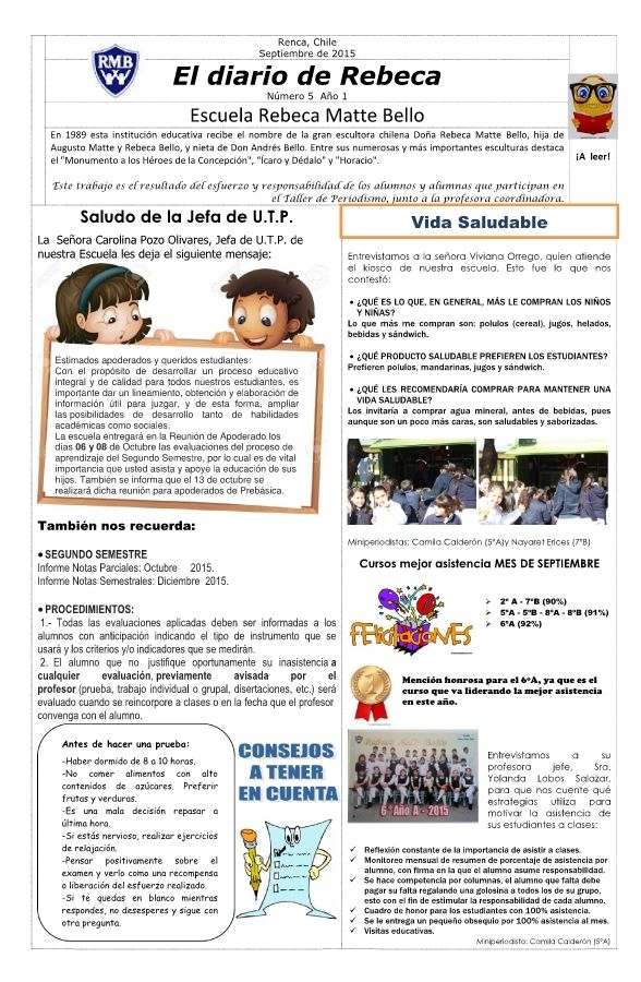 Periodico Escolar Edición 1 N°5 Año 1 def