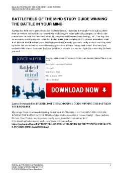 BATTLEFIELD OF THE MIND STUDY GUIDE WINNING THE BATTLE IN YOUR MINDJoyce Meyer (Paperback)