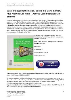 Basic College Mathematics, Books a la Carte Edition, Plus NEW MyLab Math -- Access Card Package (12th Edition)Marvin L. Bittinger, Judith A. Beecher, Barbara L. Johnson