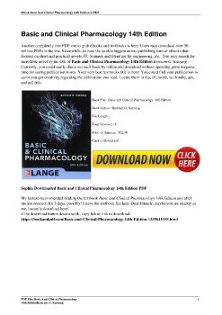 Basic and Clinical Pharmacology 14th EditionBertram G. Katzung