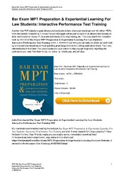 Bar Exam MPT Preparation & Experiential Learning For Law Students: Interactive Performance Test TrainingSARA J. BERMAN