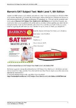 Barron's SAT Subject Test: Math Level 1, 6th EditionIra K. Wolf Ph.D