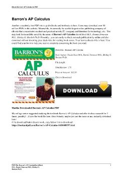 Barron's AP CalculusDavid Bock M.S., Dennis Donovan M.S., Shirley O. Hockett Ph.D.