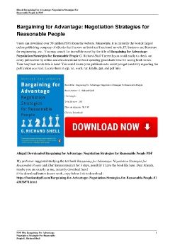 Bargaining for Advantage: Negotiation Strategies for Reasonable PeopleG. Richard Shell