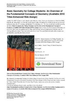 Basic Geometry for College Students: An Overview of the Fundamental Concepts of Geometry (Available 2010 Titles Enhanced Web Assign)Alan S. Tussy, R. David Gustafson