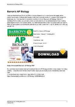 Barron's AP BiologyDeborah T. Goldberg M.S.