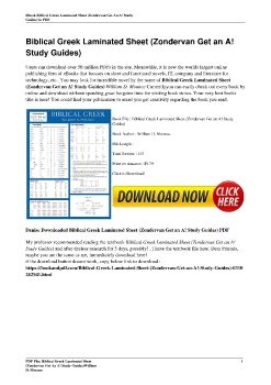 Biblical Greek Laminated Sheet (Zondervan Get an A! Study Guides)William D. Mounce