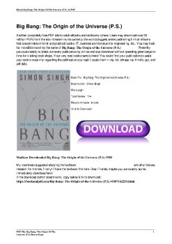 Big Bang: The Origin of the Universe (P.S.)Simon Singh