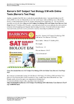 Barron's SAT Subject Test Biology E/M with Online Tests (Barron's Test Prep)Deborah T. Goldberg M.S.