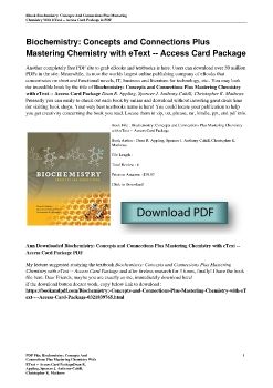 Biochemistry: Concepts and Connections Plus Mastering Chemistry with eText -- Access Card PackageDean R. Appling, Spencer J. Anthony-Cahill, Christopher K. Mathews