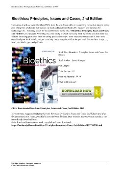 Bioethics: Principles, Issues and Cases, 2nd EditionLewis Vaughn