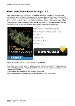 Basic and Clinical Pharmacology 13 EBertram G. Katzung, Anthony J. Trevor