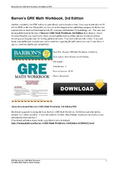 Barron's GRE Math Workbook, 3rd EditionBlair Madore, David Freeling