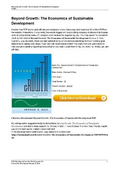 Beyond Growth: The Economics of Sustainable DevelopmentHerman E. Daly