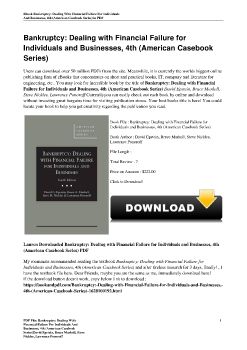 Bankruptcy: Dealing with Financial Failure for Individuals and Businesses, 4th (American Casebook Series)David Epstein, Bruce Markell, Steve Nickles, Lawrence Ponoroff