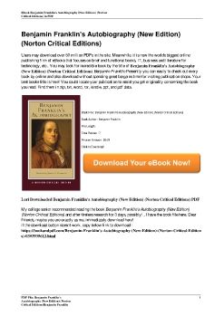 Benjamin Franklin's Autobiography (New Edition) (Norton Critical Editions)Benjamin Franklin