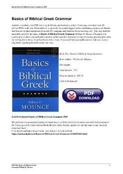 Basics of Biblical Greek GrammarWilliam D. Mounce