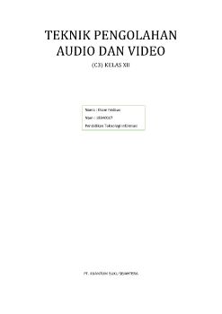 TEKNIK PENGOLAHAN  AUDIO DAN VIDEO 